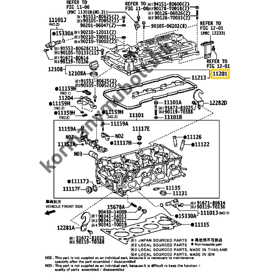 11201-75080 Toyota Land Cruiser Szelepfedél TRJ 2.7L 2TRFE 2015-től